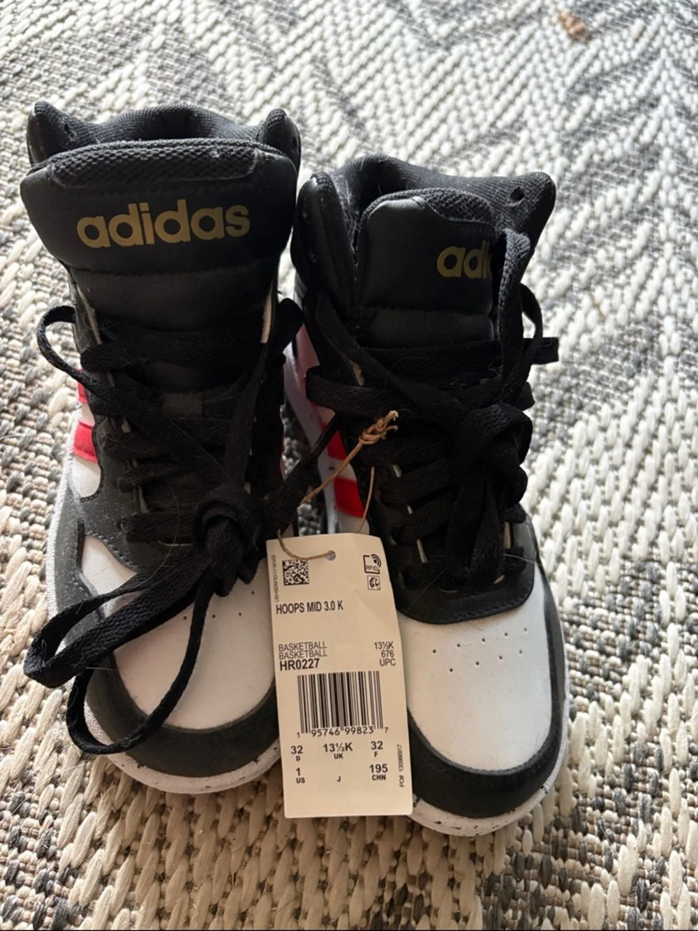 adidas Kids Mid-Top Sneakers in Black, White & Red - Picture 2 of 3